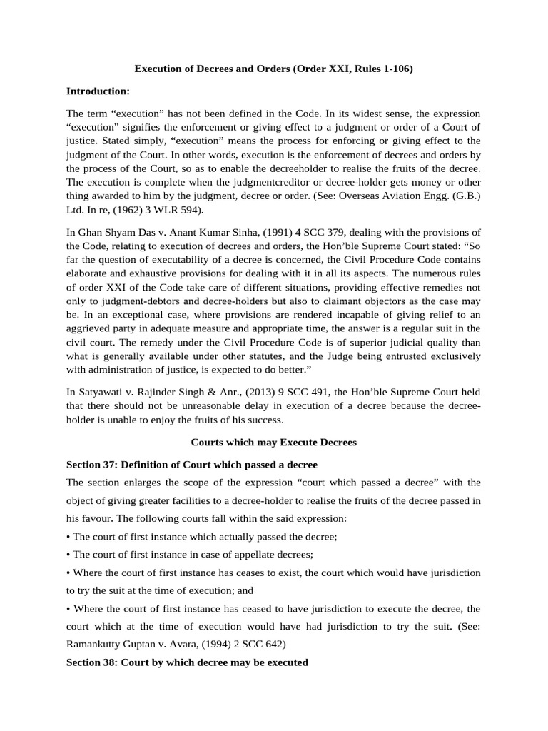 Execution of Decree & Order | PDF