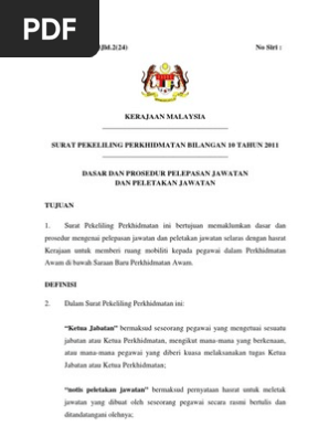 Spp102011 Dasar Dan Prosedur Pelepasan Jawatan Dan Peletakan Jawatan