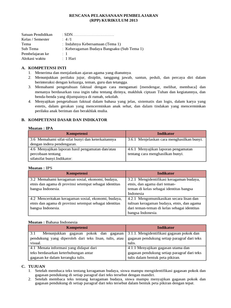 Contoh Rancangan Kegiatan Pembelajaran Daring | PDF
