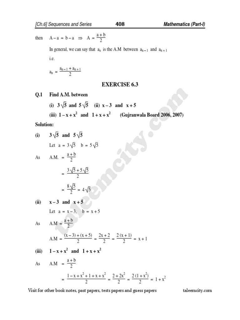 Math Notes Exercise 6.3 (Taleemcity - Com) - Optimize | PDF