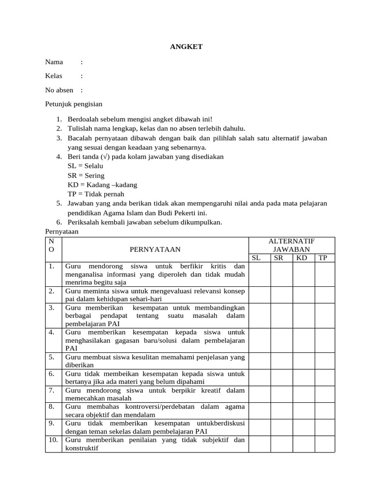 Angket | PDF