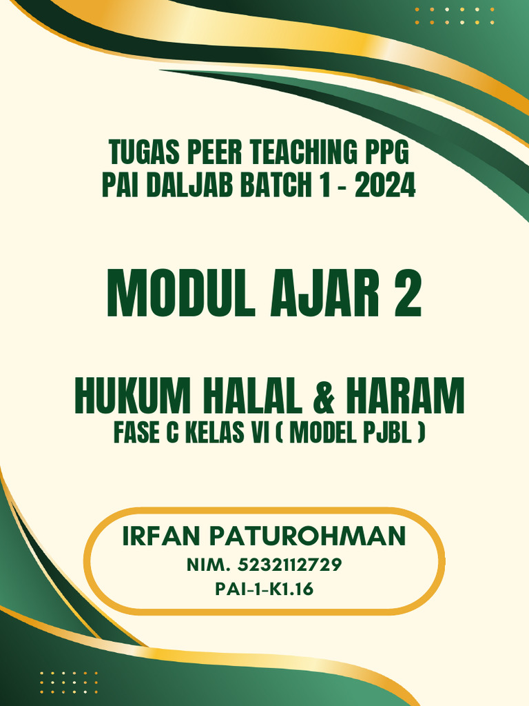 Modul Ajar 2 Hukum Halal Dan Haram (Model PJBL) | PDF