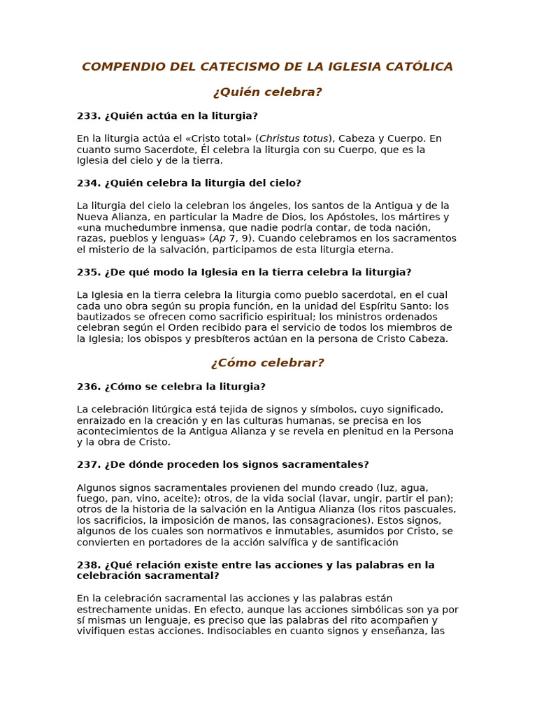 Compendio Del Catecismo de La Iglesia Católica | PDF
