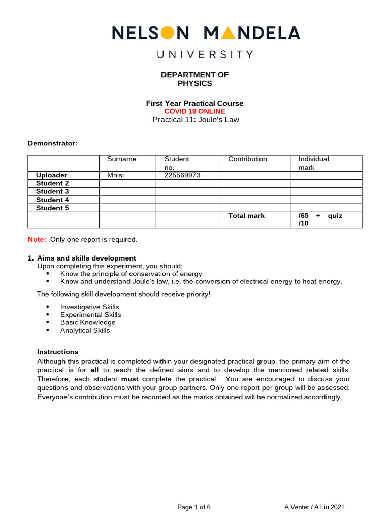 Exp11 Joules Law - Covid 21 | PDF