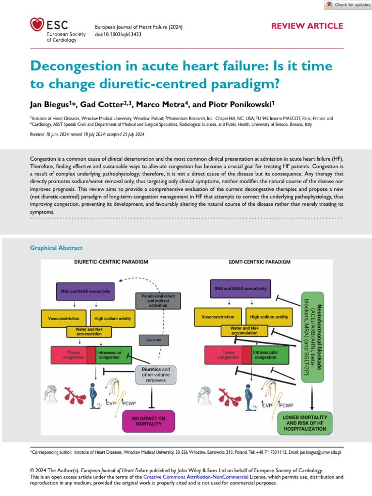 European J of Heart Fail - 2024 - Biegus - Decongestion in Acute Heart ...