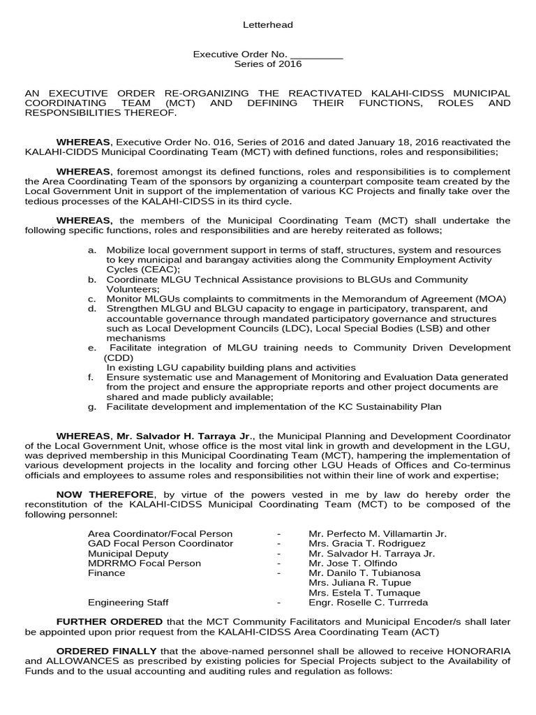 Exe Order KALAHI | PDF