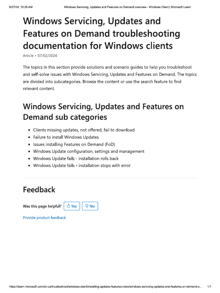 Windows Servicing, Updates and Features On Demand Troubleshooting ...