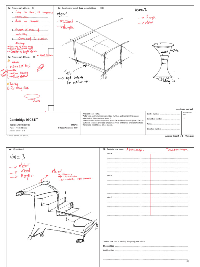 Cambridge IGCSE: (A) Answer Part (A) Here. (4) 1. (C) Develop and ...