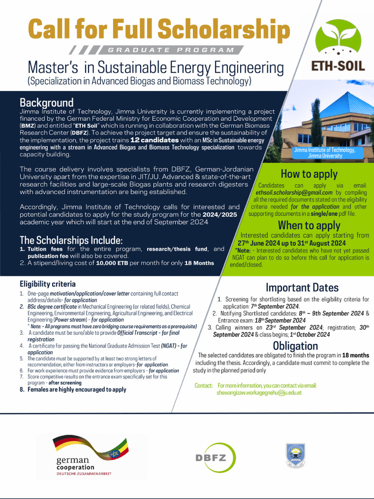 Masters in Sustainable Energy Engineering - Full Scholarship | PDF