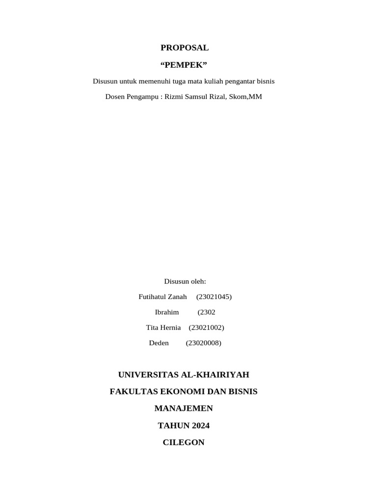 Proposal Bisnis | PDF