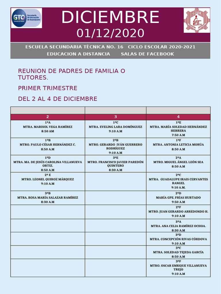 Reunion De Padres De Fam Diciembre Pdf