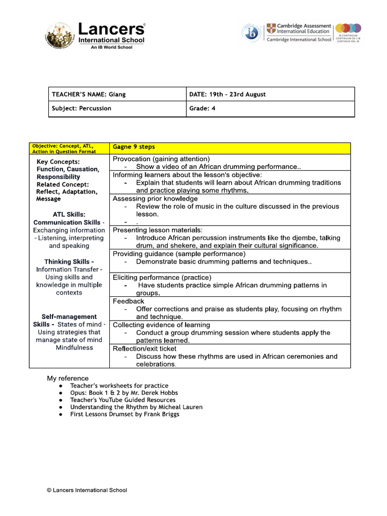 Gagne 9 steps lesson plan 2 | PDF