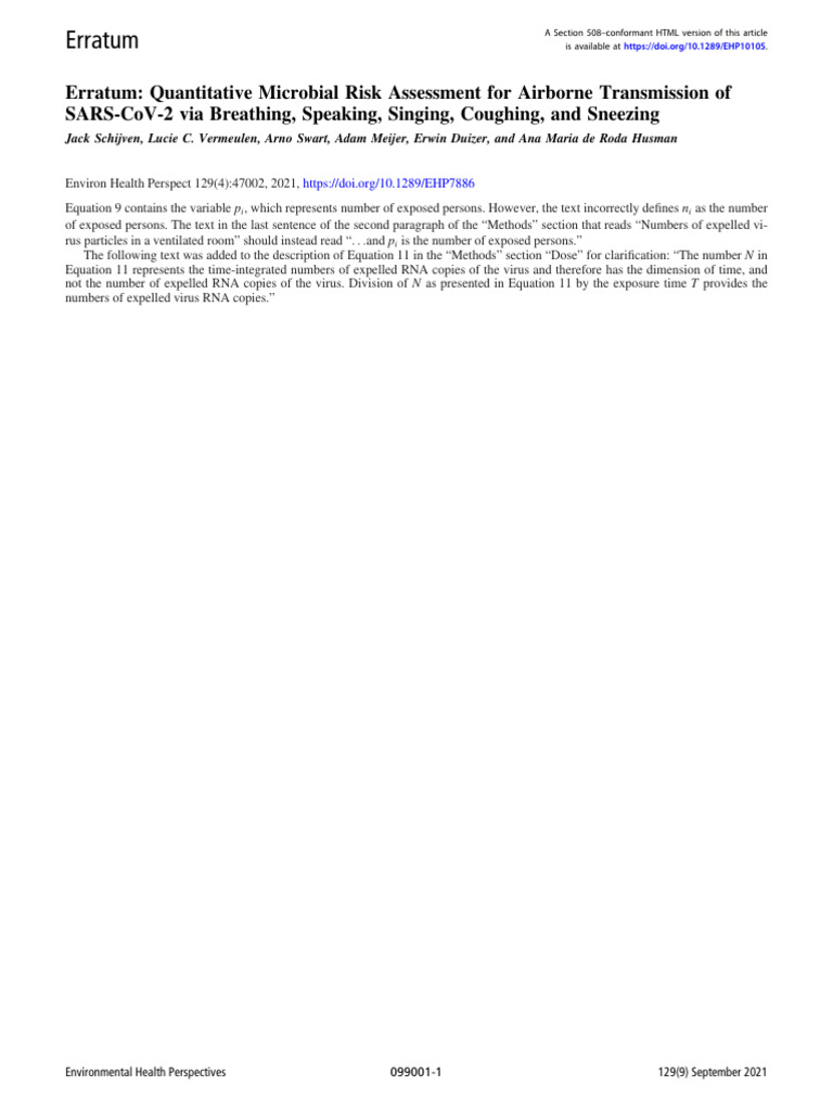 No (12) Erratum Quantitative Microbial Risk Assessment For Airborne ...