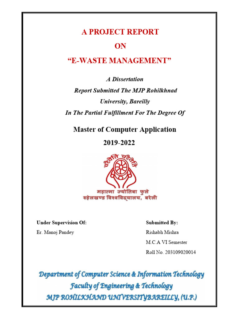 E-Waste Management Project Report | PDF | Electronic Waste | Waste