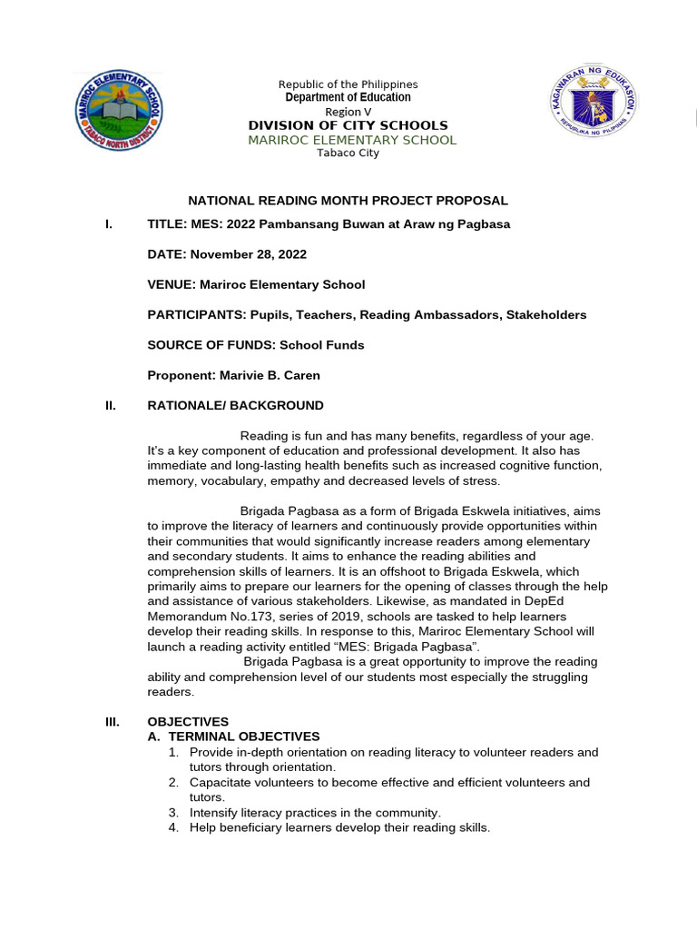 National Reading Month Proposal Pdf