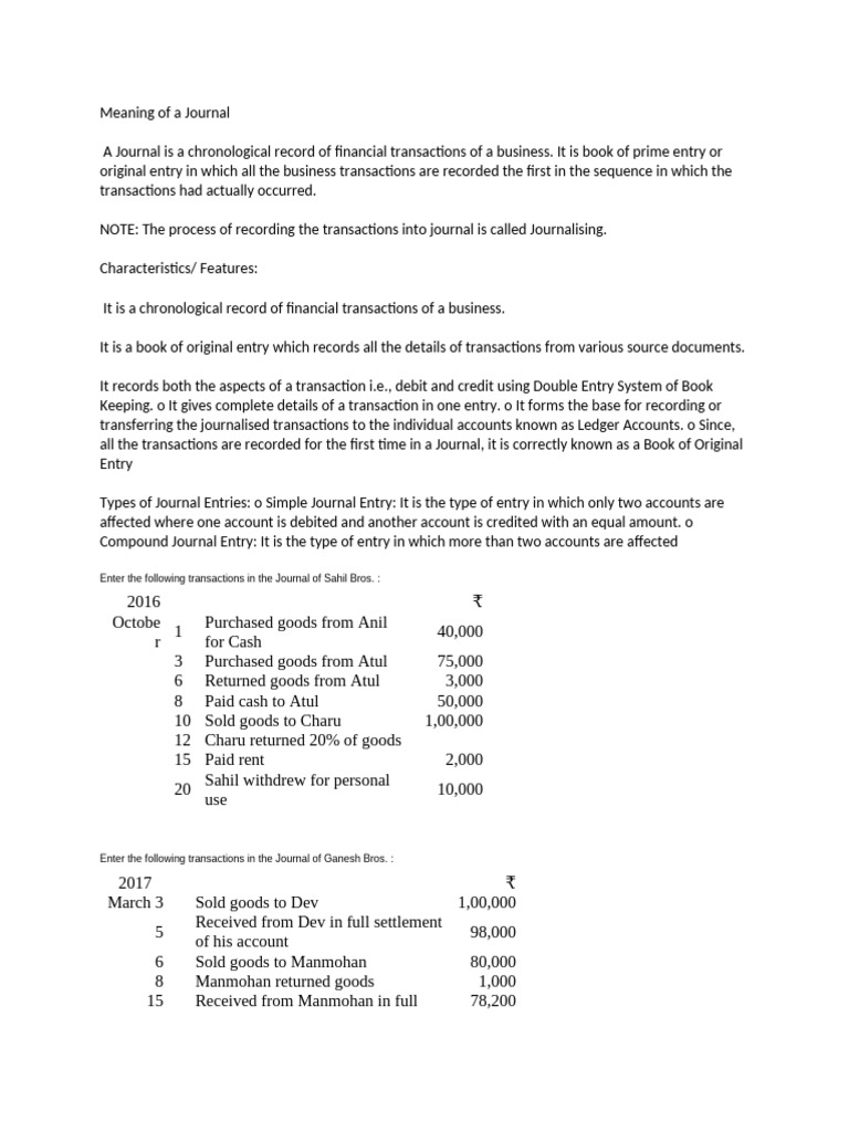 Meaning of a journal pdf