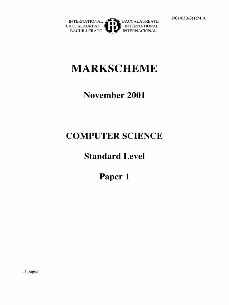 Computer Science SL P1 Ms A | PDF