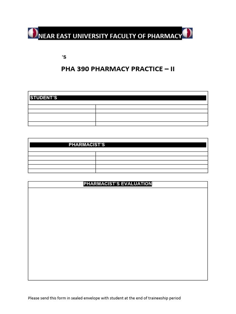 PHA 390 Pharmacy Practice II Pharmacist Form | PDF
