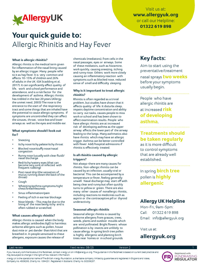 Allergic Rhinitis and Hay Fever v2 | PDF