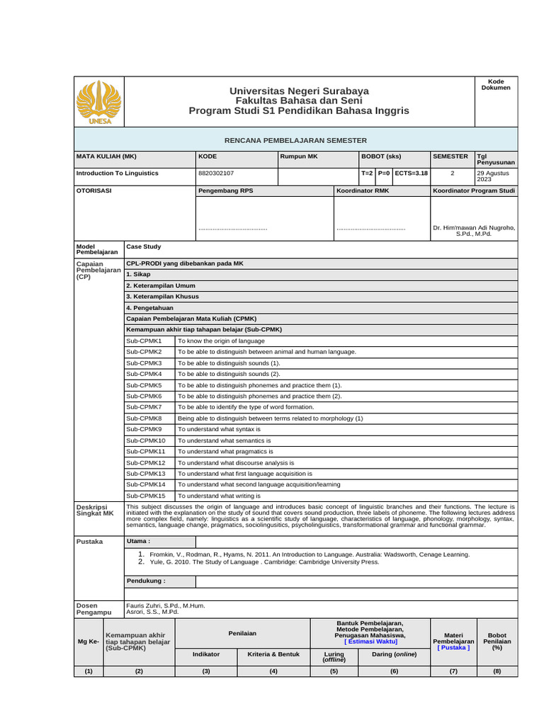 35 RPS Introduction To Linguistics | PDF | Linguistics | Question