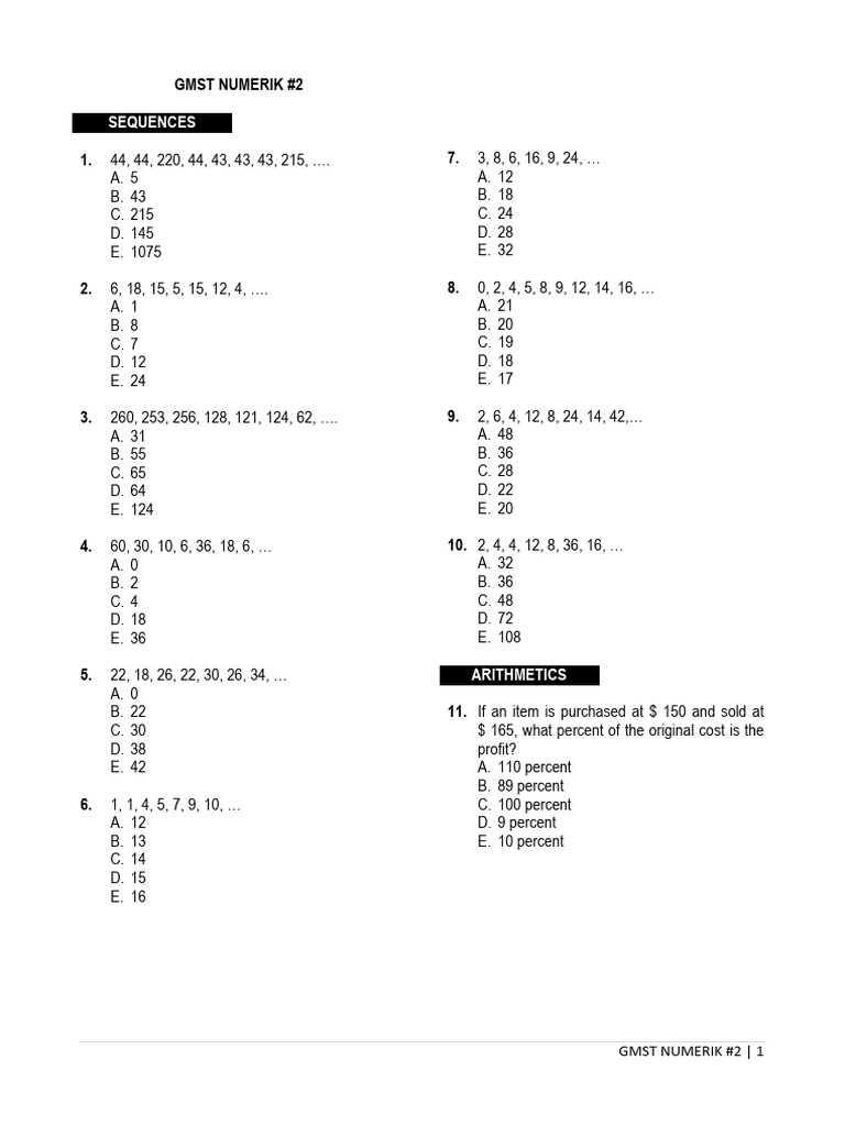 22 GMST Numerik #2 Rev 2022 | PDF