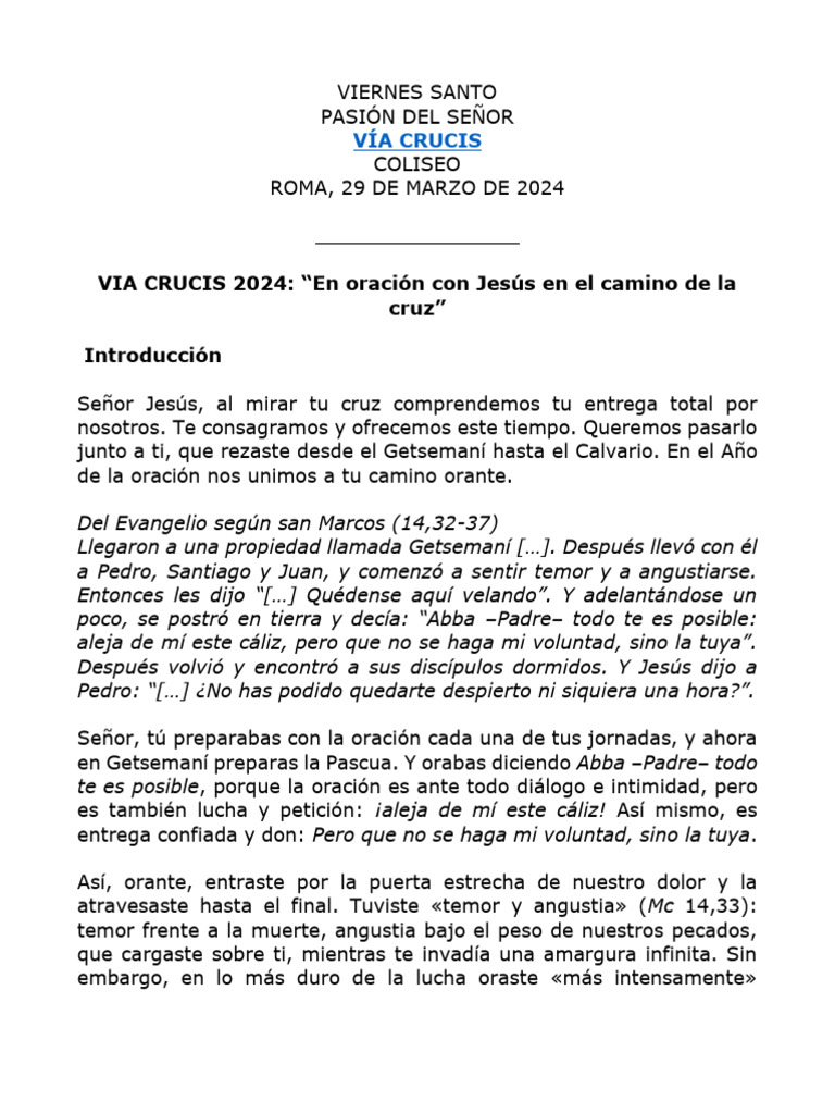 Via Crucis En Oración Con Jesús En El Camino De La Cruz Meditado