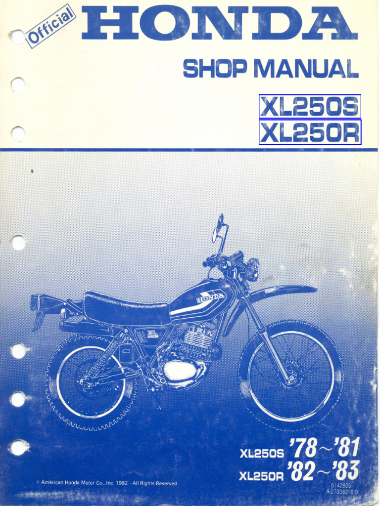 Honda XL250S 78-81 XL250R 82-83 | PDF
