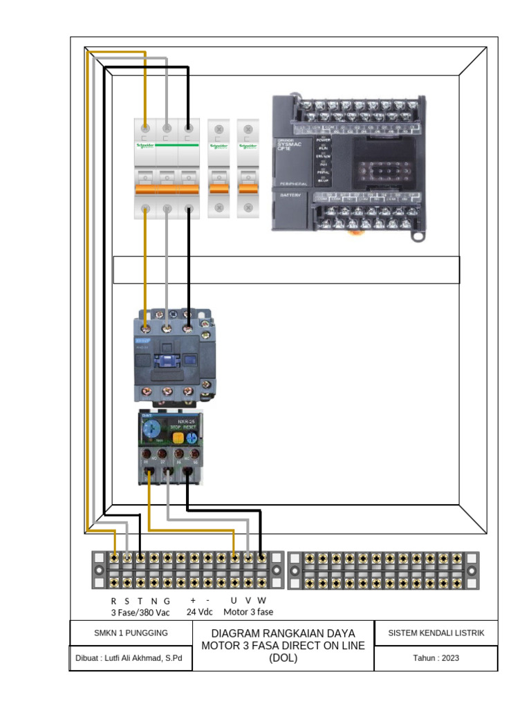 Diagram Rangkaian Daya Motor 3 Fasa Direct On Line (DOL) | PDF