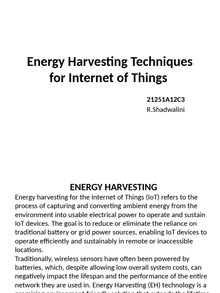 Energy Harvesting Techniques For Internet of Things | PDF