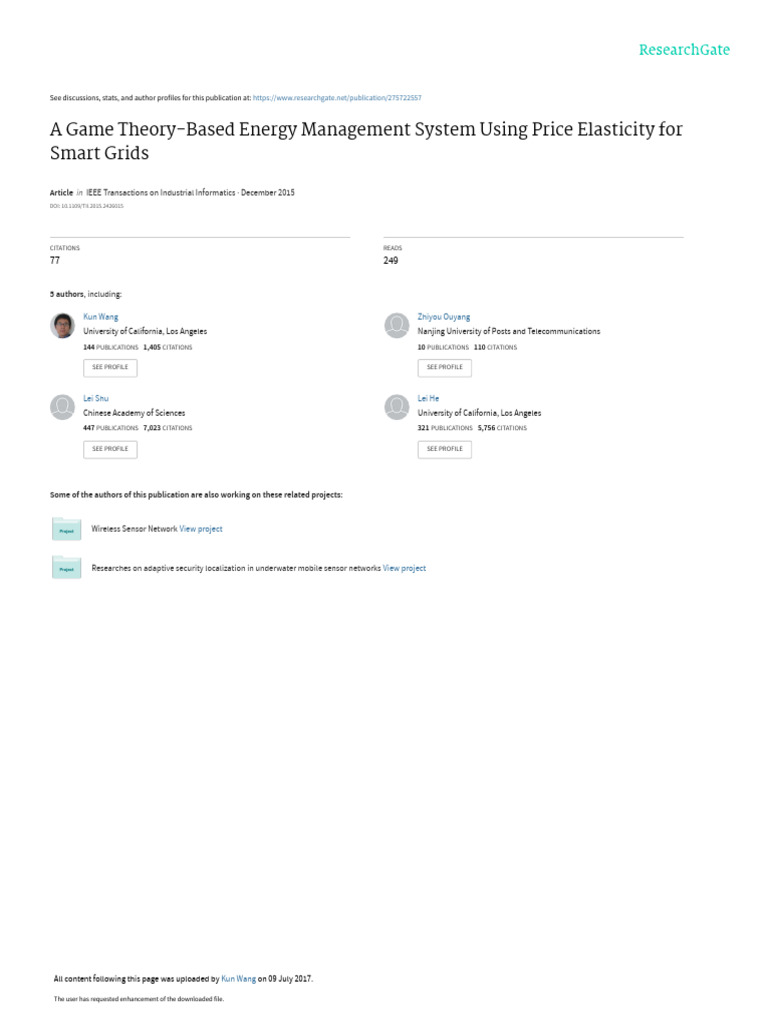 A Game Theory-Based Energy Management System Using Price Elasticity For ...