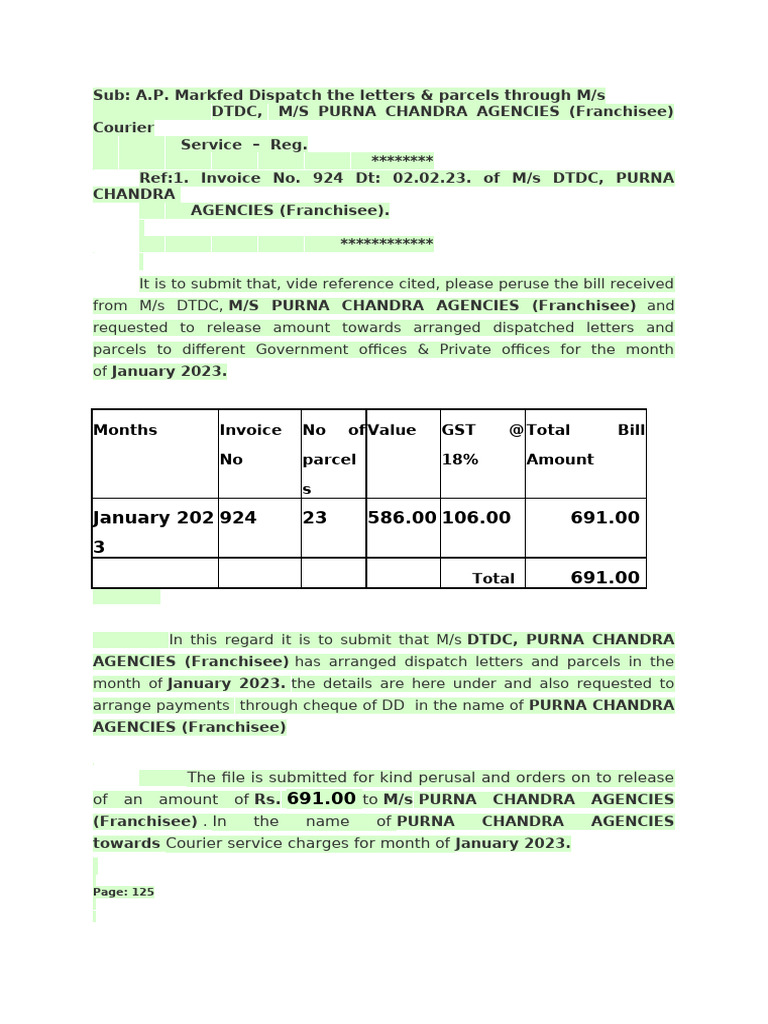 January 202 3 924 23 586.00 106.00 691.00: Months Invoice No No of ...