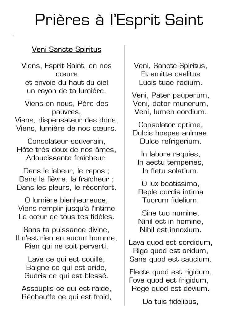 Prieres A Lesprit Saint Pdf