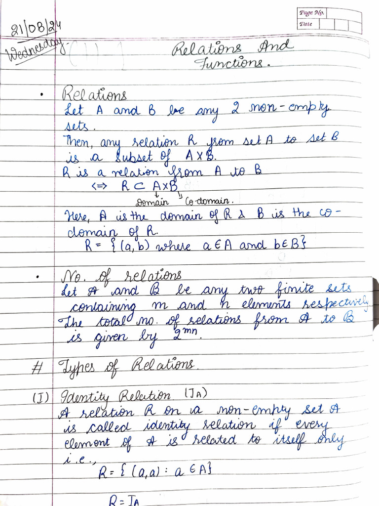 Classwork Relation and Function | PDF