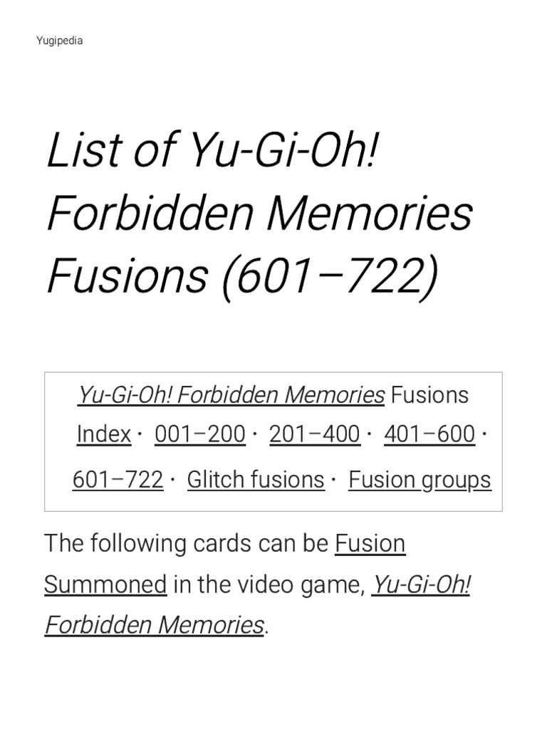 Forbidden Memories Fusion Guide | PDF | Dragon | Magician (Fantasy)