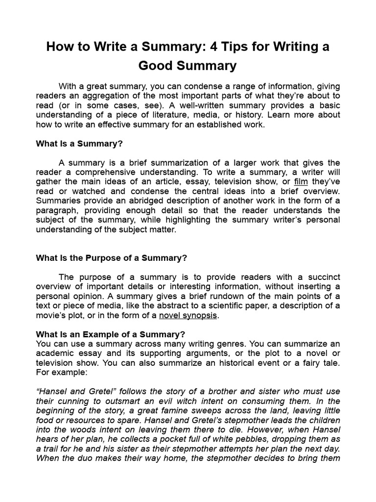 Summary Tips | PDF