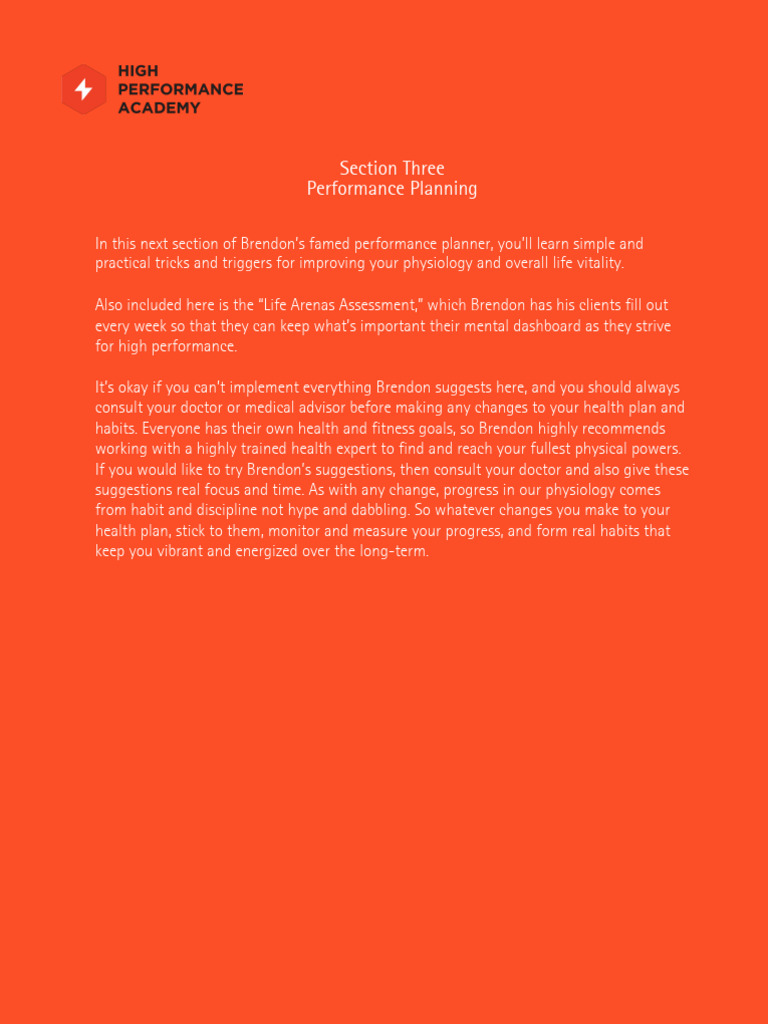 $50,000 High Performance Planner (Section 3 of 6) | PDF