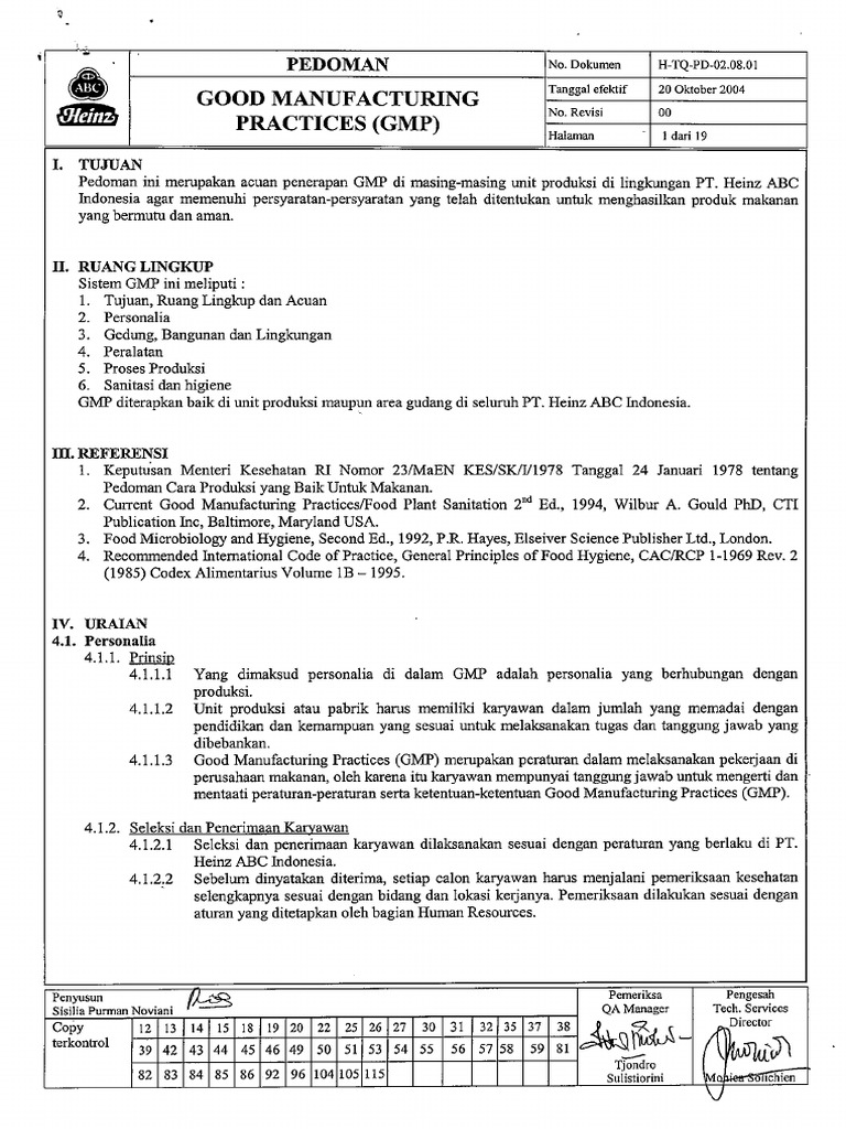 Pedoman Good Manufacturing Practices GMP Rev.00 | PDF