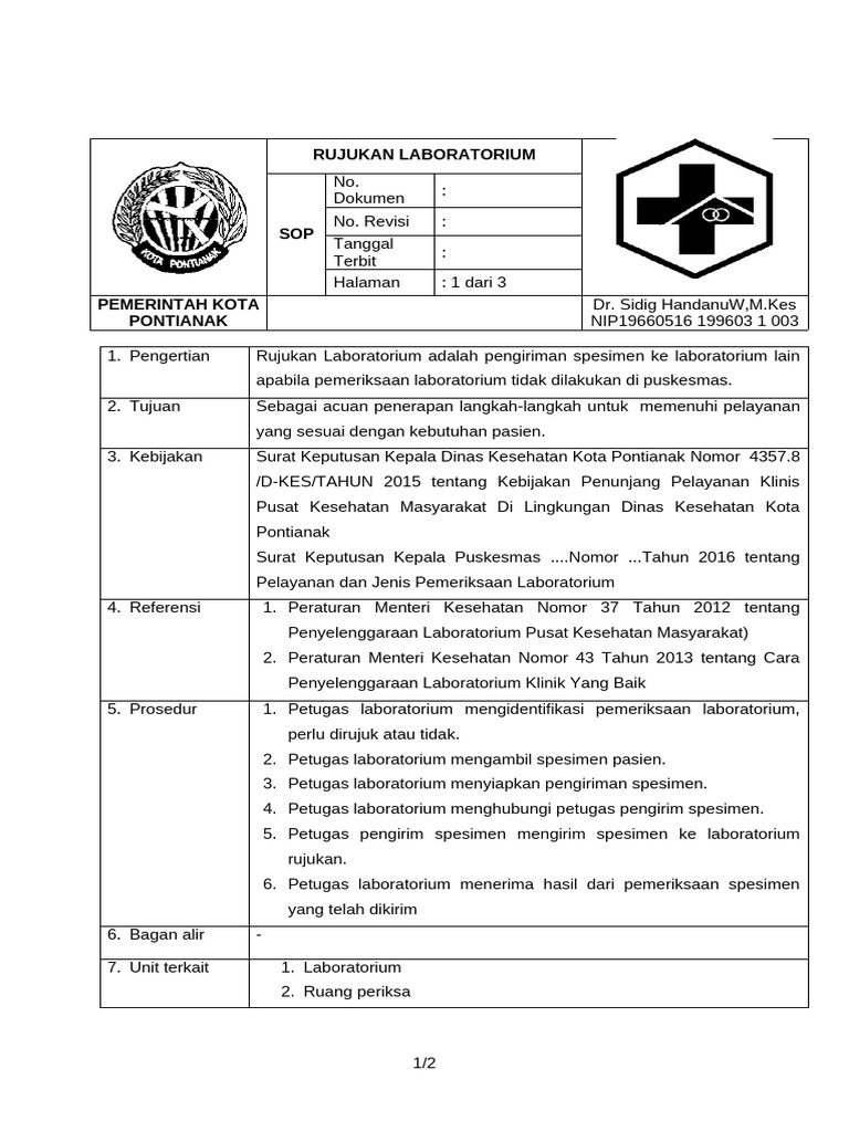 8.1.7.6 Spo Rujukan Laboratorium Revisi | PDF