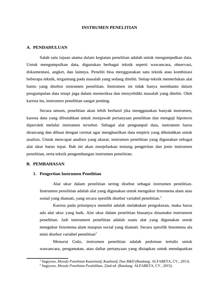 Jenis dan Fungsi Instrumen Penelitian | PDF