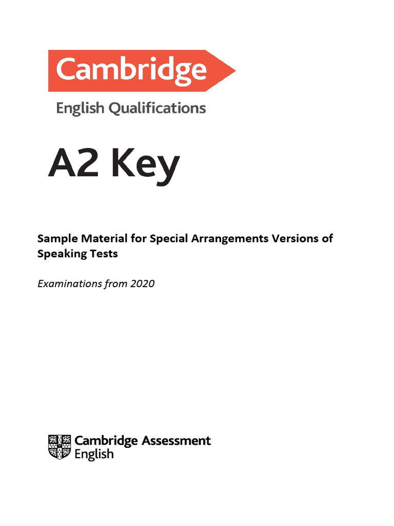 Key Speaking Sa Sample Test 2020 | PDF