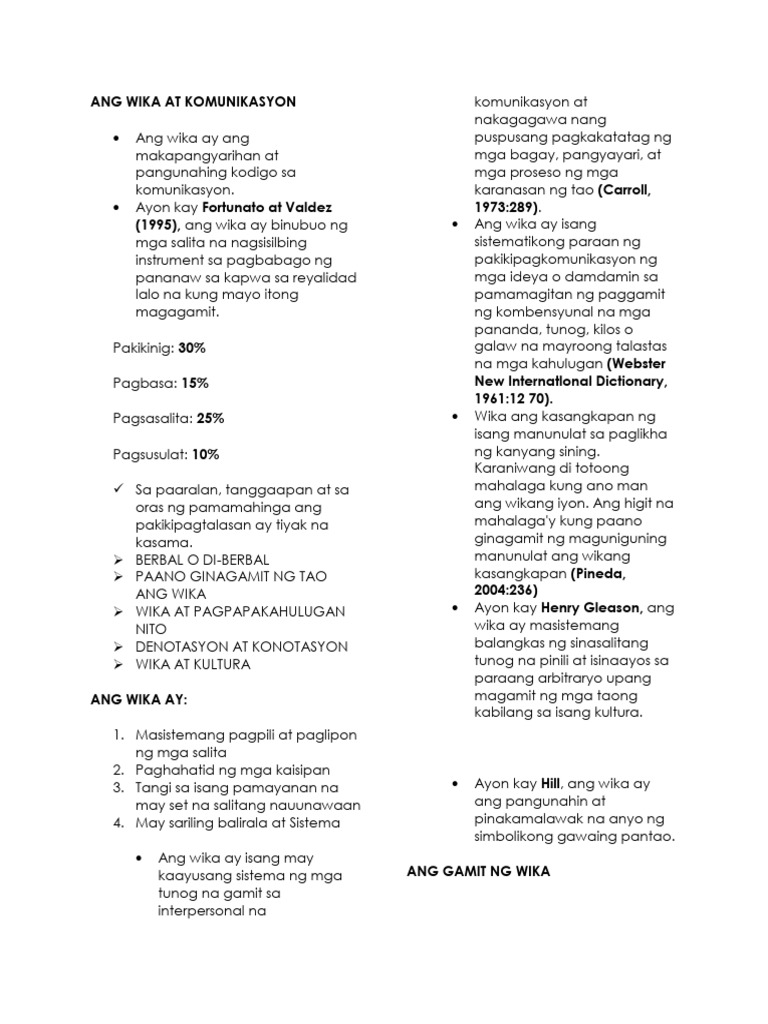 Pagbasa Notes Week 1 | PDF
