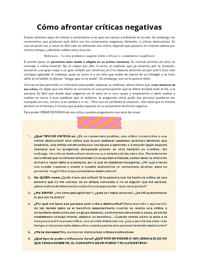 Afrontar Críticas | PDF