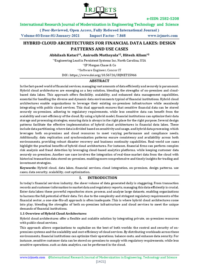 Hybrid Cloud Architectures for Financial Data | PDF | Cloud Computing ...