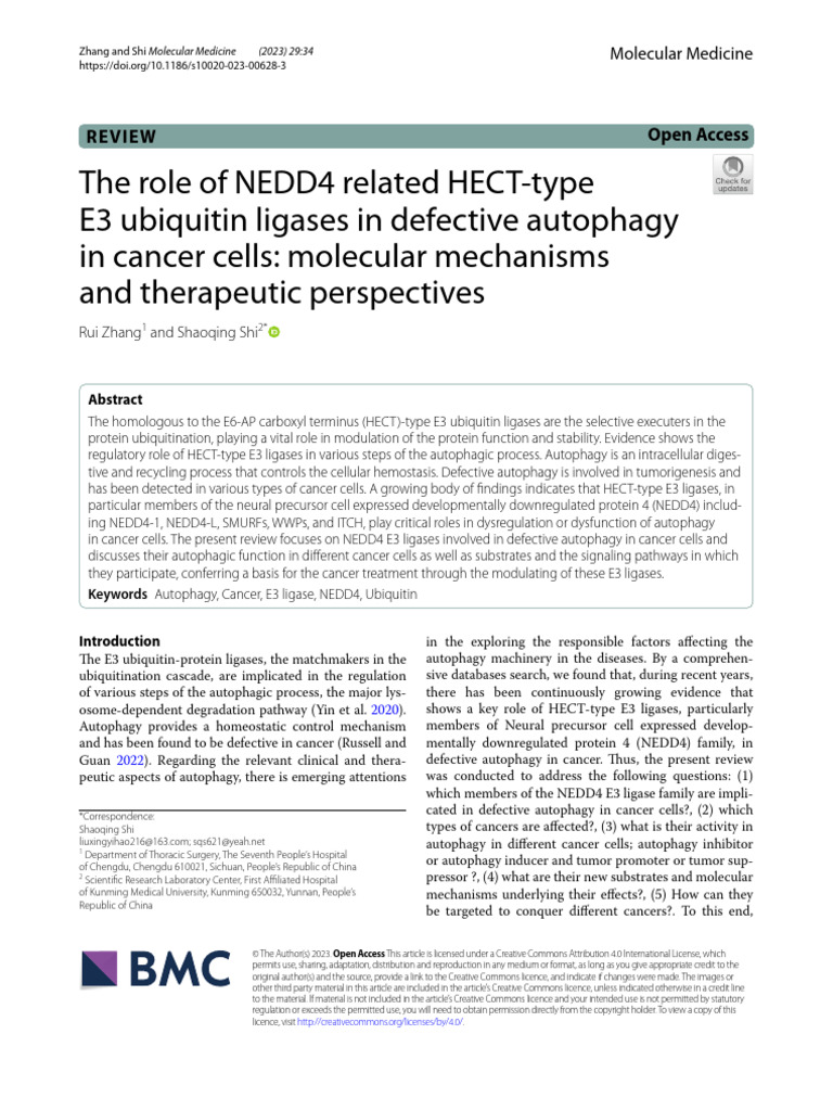 The Role of NEDD4 Related HECT-type E3 Ubiquitin Ligases in Defective ...