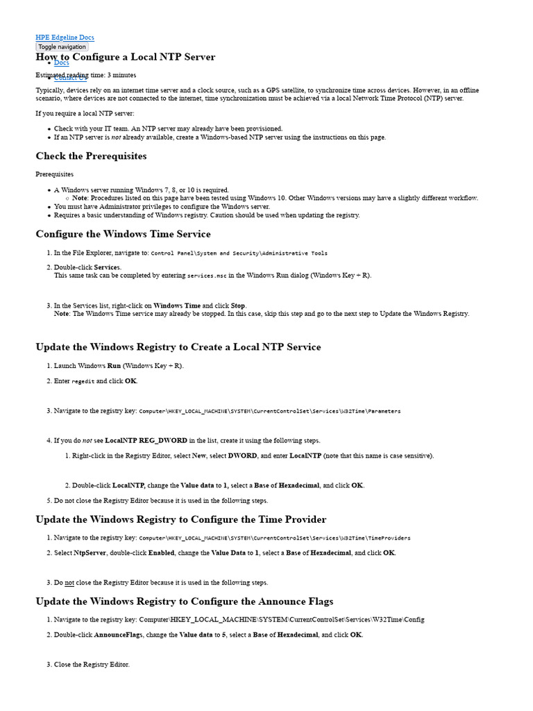 NTP Setting Windows | PDF