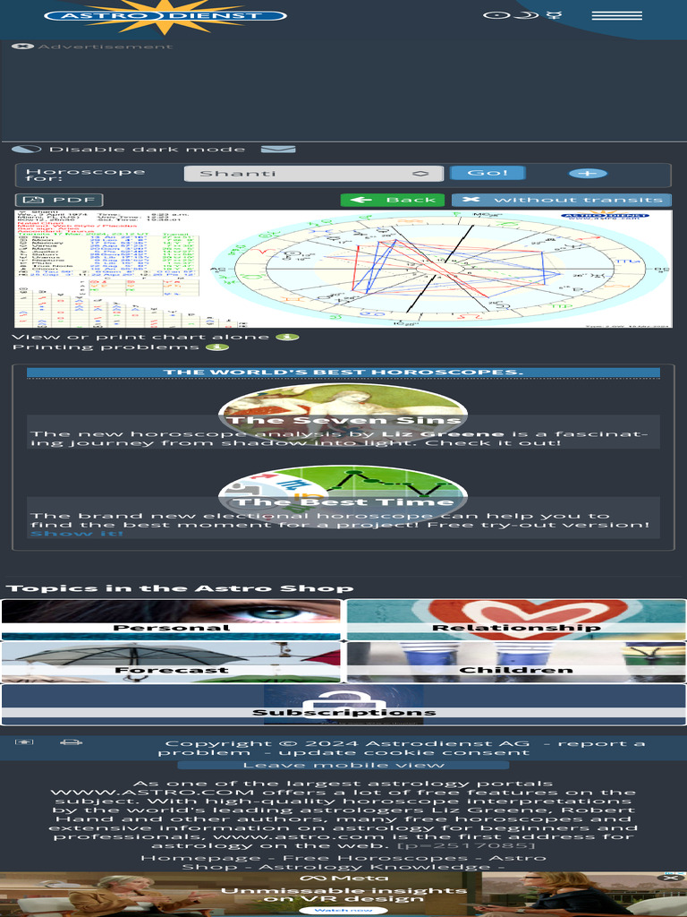 Free Astrology Chart Astrodienst 4 PDF