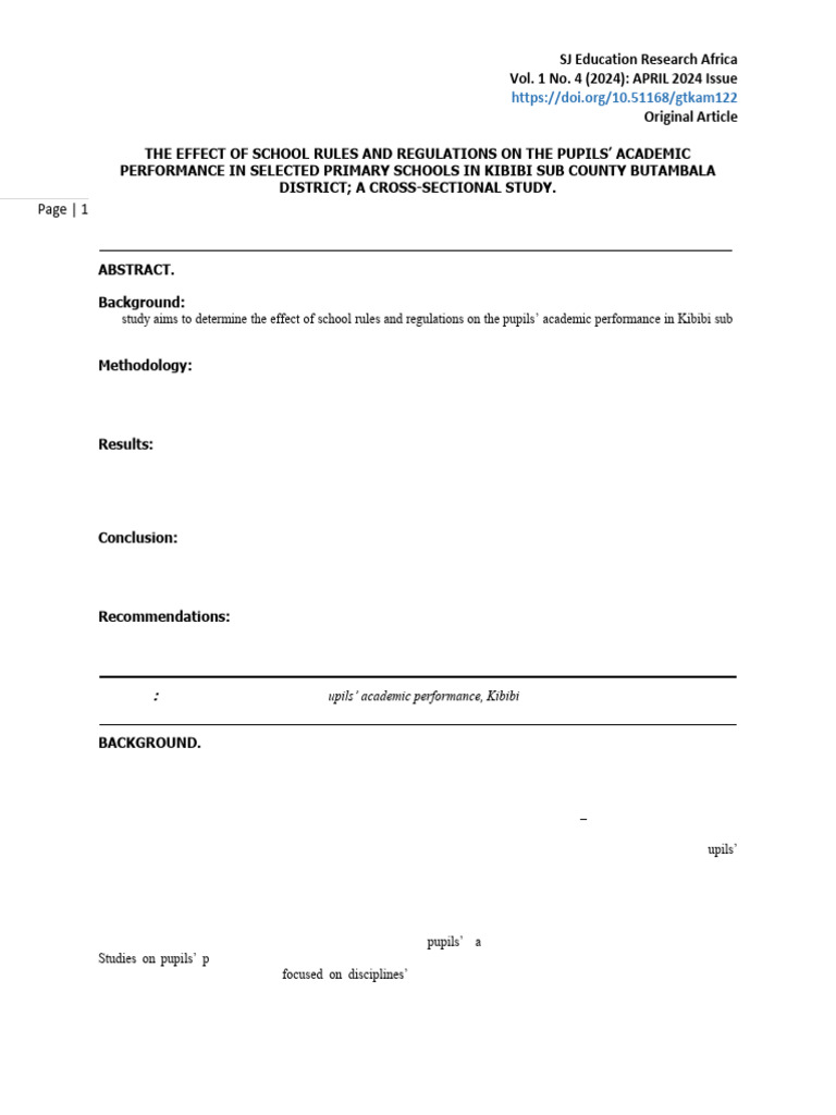 The Effect of School Rules and Regulations On The | PDF