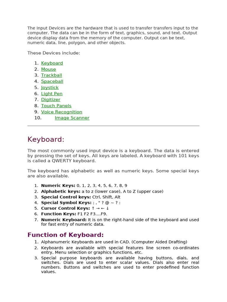 INPUT Devices | PDF