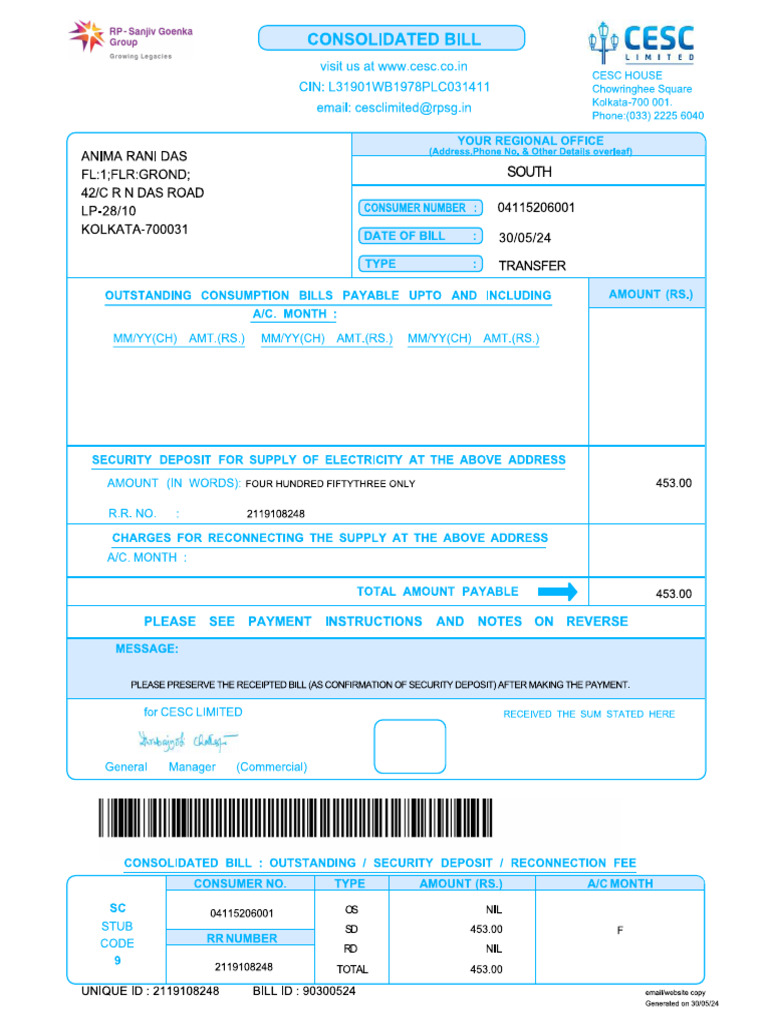 CESC - Anima - Name Change - Bill | PDF