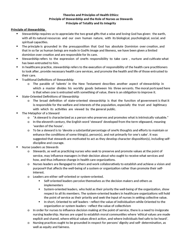 Theories and Principles of Health Ethics | PDF | Organ Donation | Nursing